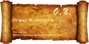 Ormay Nikoletta névjegykártya